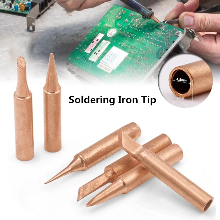 5Pcs I+B+K+2.4D+3C Soldering Iron Pure Copper 900M Soldering Iron Head Set Inside Hot Bare Copper Electric Soldering Iron Tip