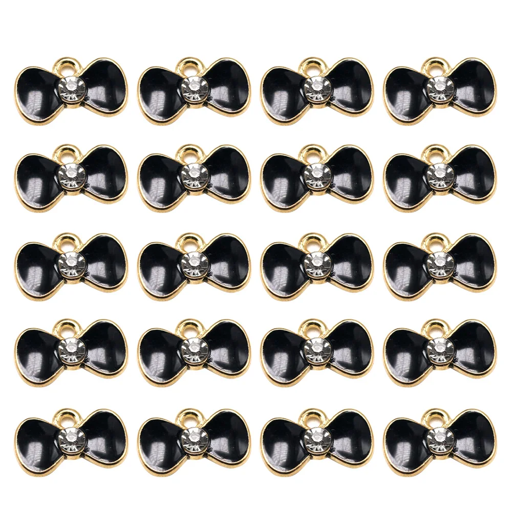 

20 Pcs Bow Tie Bracelet Charms Alloy Pendants DIY Craft Metal Jewelry Making Rhinestone Accessories Pendant Set