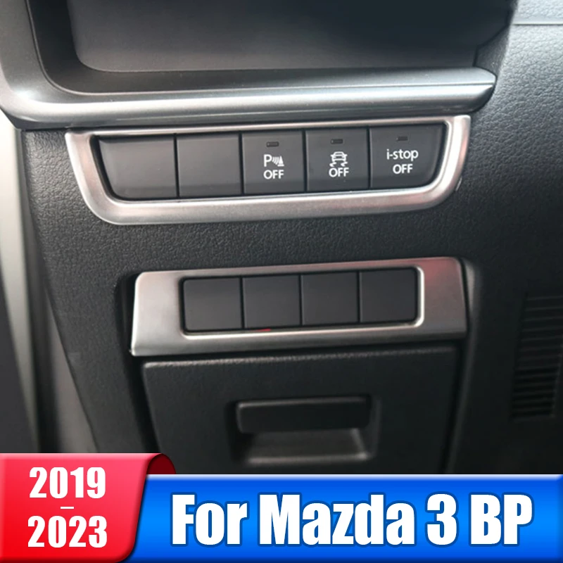 For Mazda 3 BP 2019 2020 2021 2022 2023 Stainless Steel Car Headlight Adjustment Button Trim Cover Stickers Accessories