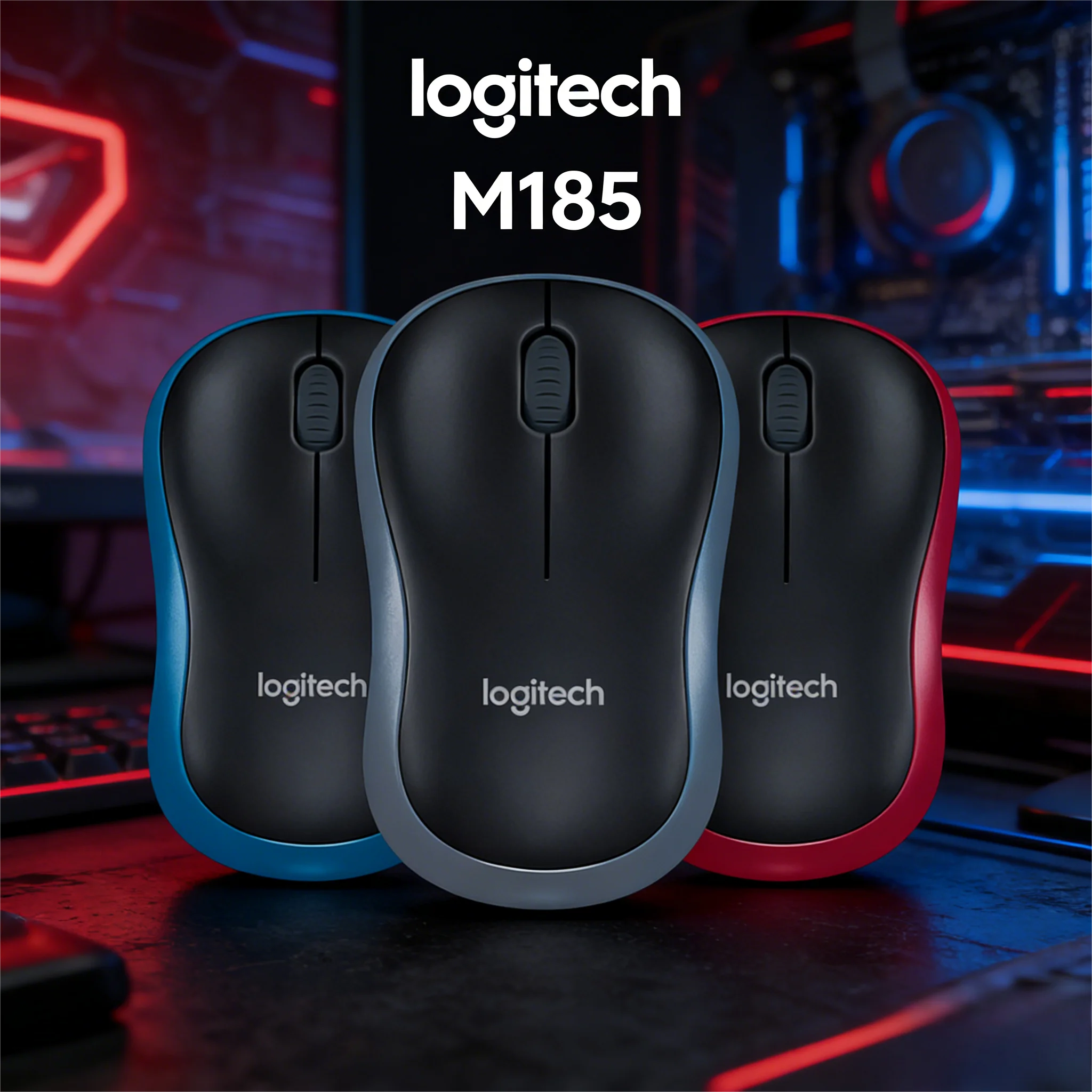 

Беспроводная мышь Logitech M185 с USB-приемником, портативная, прочная, удобная для левой руки для всех ПК
