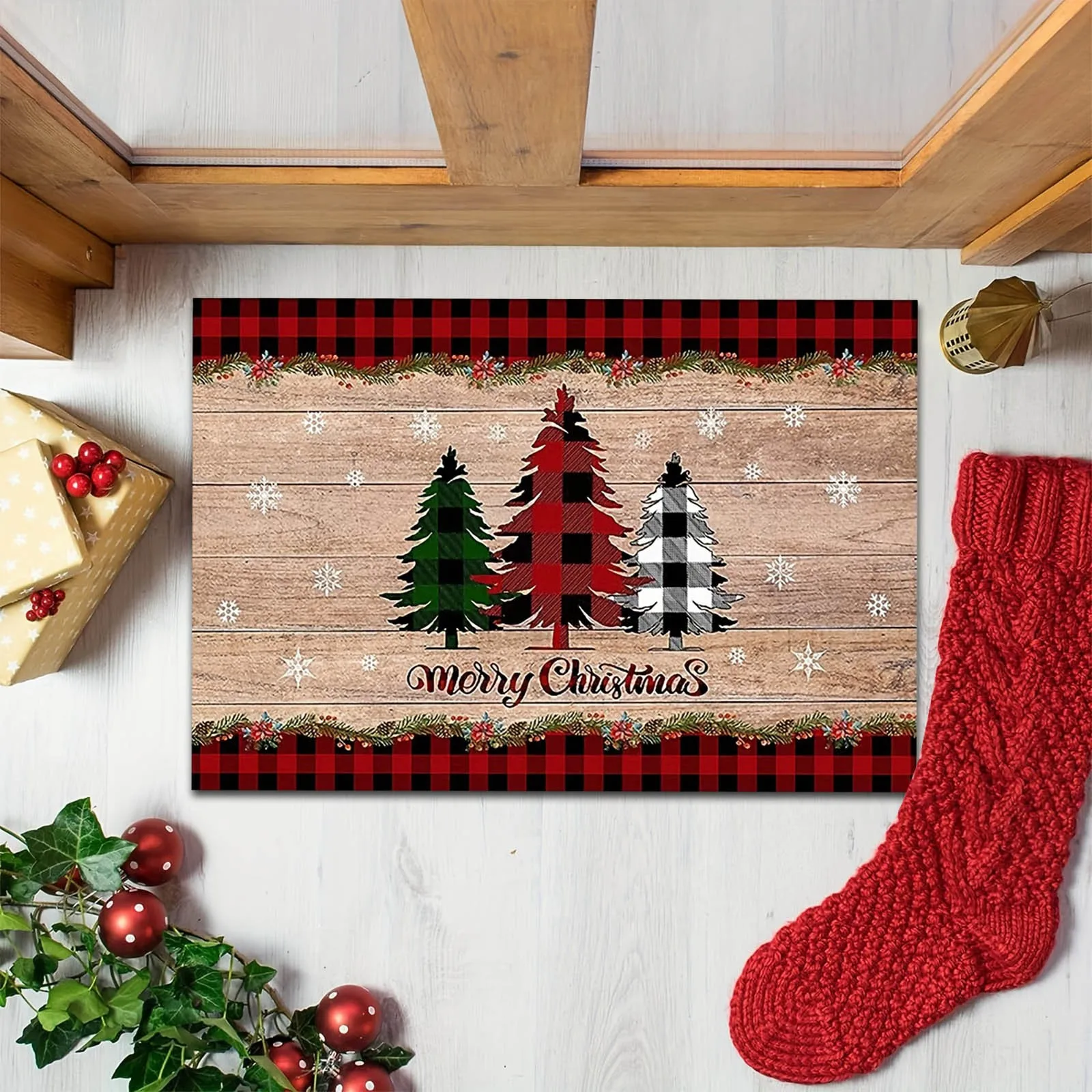 

Christmas Welcome Entrance Doormat Decor Kitchen Hallway Rugs Bathroom Non-slip Foot Rug Living Room Carpet Christmas Decoration