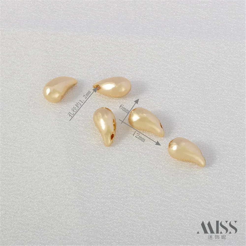 

14K Gold-wrapped Three-dimensional Water Drop Pendant Bead-separated Comma DIY Bracelet Necklace Earrings Pendant Accessories.
