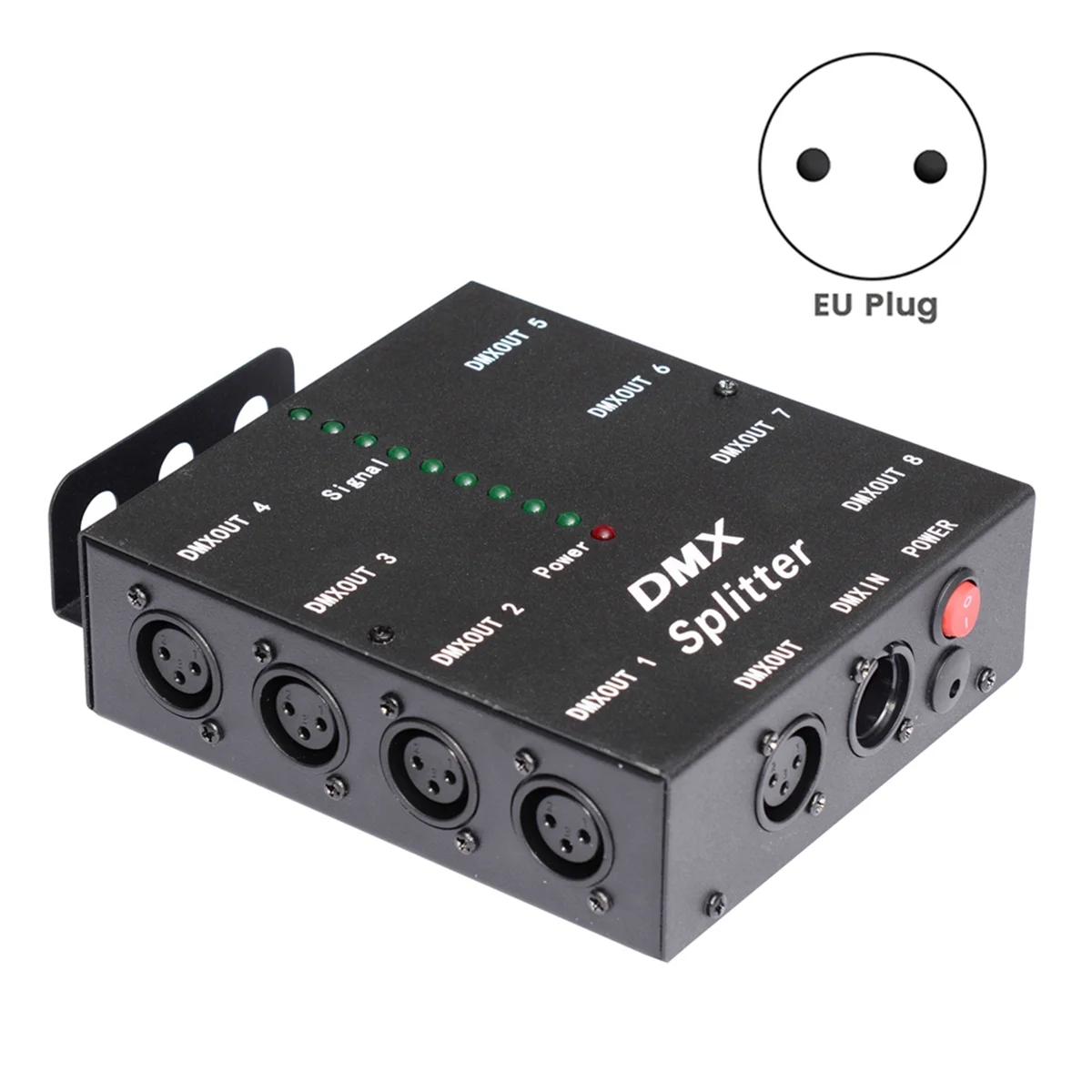 DMX512 Spillter 8 Ports Channels Isolated 3Pin Optical Istribution Amplifier for DJ Disco DMX Stage Lighting EU Plug