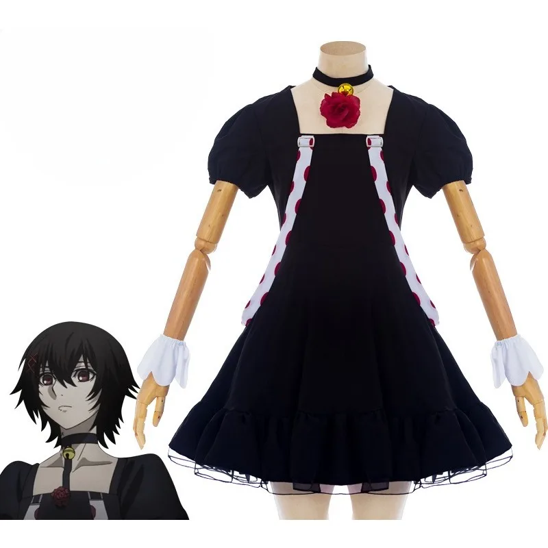 Японское аниме JUZO SUZUYA, черное платье для косплея, костюм на Хэллоуин для женщин, наряд, карнавальные аксессуары для вечеринок для взрослых Японское аниме JUZO SUZUYA, черное платье для косплея, костюм на Хэллоуин для женщин, наряд, карнавальные аксессуары для вечеринок для взрослых