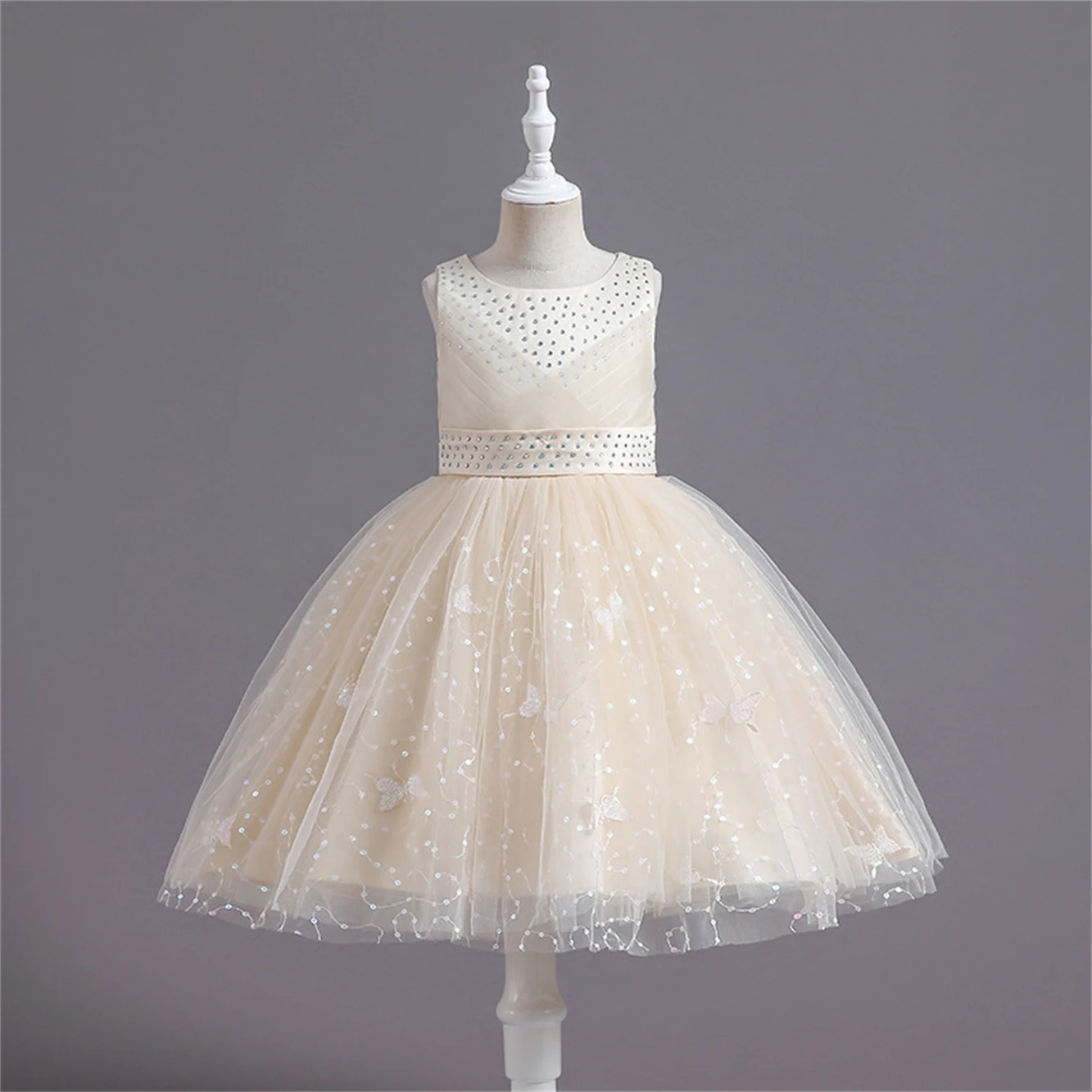 New Children's Princess Dress Sequin Butterfly Multi-Layer Mesh Tutu Skirt Girls Dress Summer Evening Dress