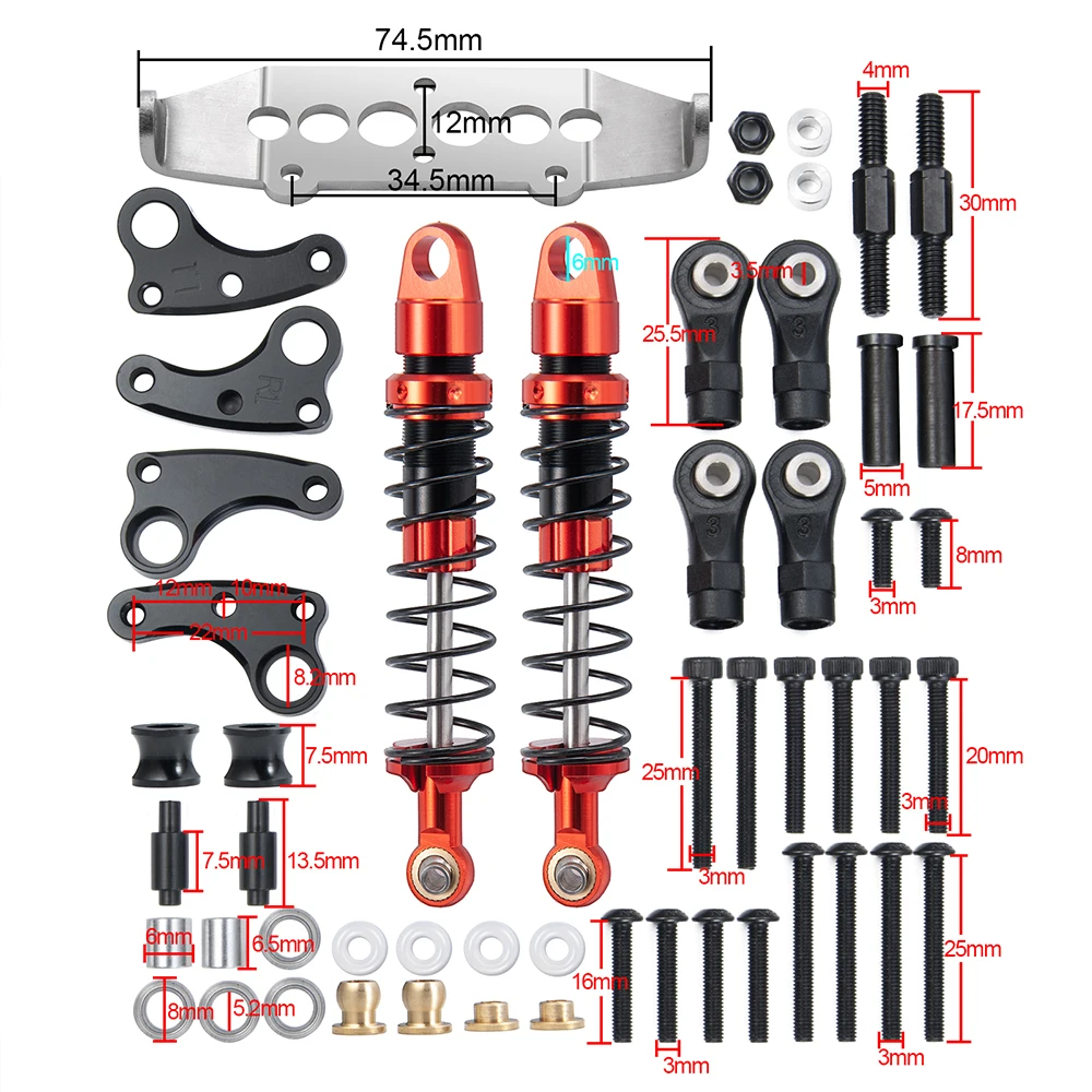 YEAHRUN RC Car Cantilever Kit Metal Suspension Shock for 1/10 RC Crawler Axial SCX10 90046 TRX4 Bronco Upgrade Parts