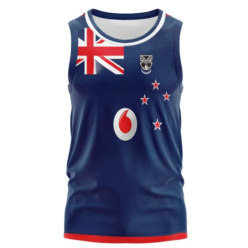 

VEST 2023 New Zealand Warriors olive jersey men's T-shirt retro version(Custom name and number )