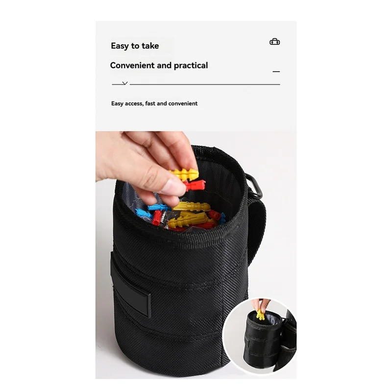 BNVN-Nail Screw Storage Bag With Buckle Hanging Waist Nail Bucket Multifunctional Nail Waist Pack Nail Hanging Waist Kit