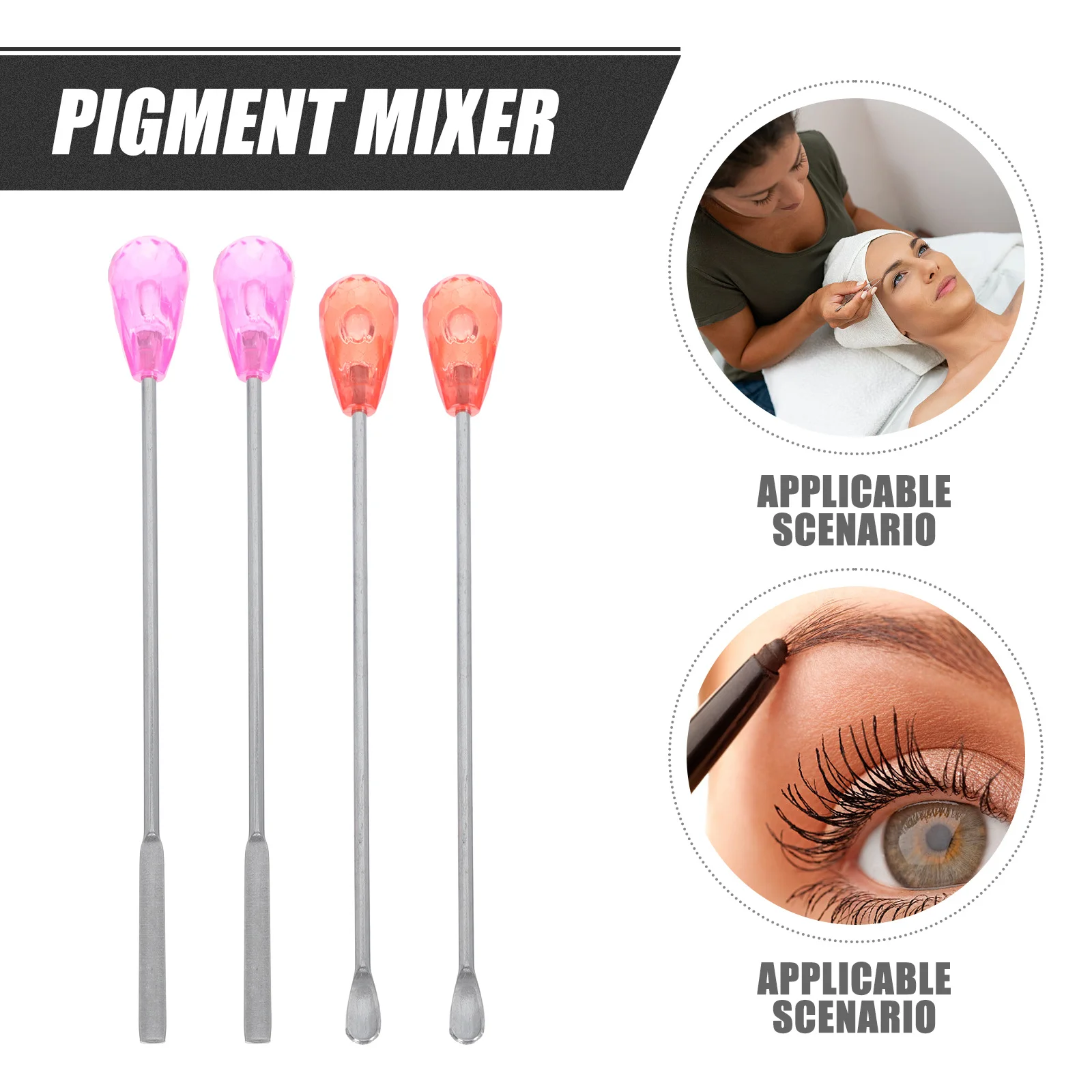 4 Stücke Edelstahl Tattoo Pigment Mixer Löffel Rührstäbchen Wiederverwendbare Werkzeuge für Tinte Farbe Kleber Mischen Pigment Mixer