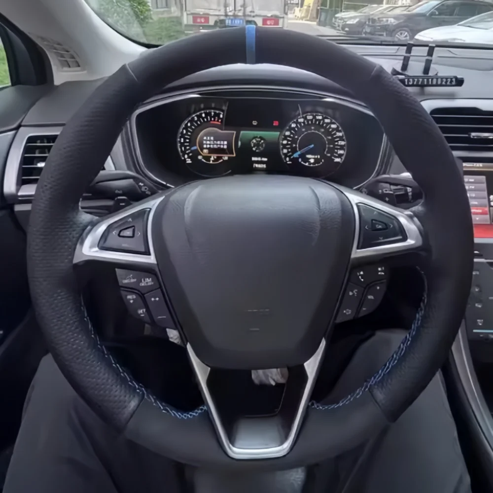 

Автомобильный чехол на руль, сделай сам, замшевая кожа, нескользящая, для Ford Mondeo Fusion 2013-2019 EDGE 2015-2019, автоаксессуары