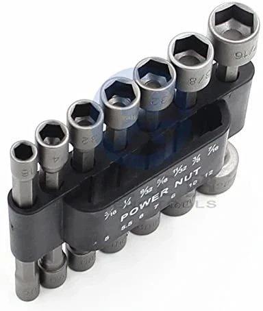14 PCS Power Nut Driver Bit Set Electronic 5-12mm Hex Socket Adapter Forged hardened Chrome Vanadium Steel 1/4" Driver Nozzles