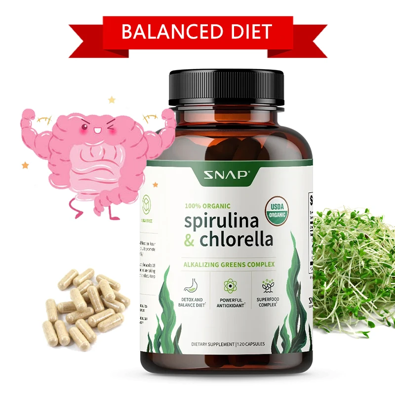 Organic Chlorella Spirulina - Heart Healthy, Natural Energy - Plant Vitamins and Antioxidants