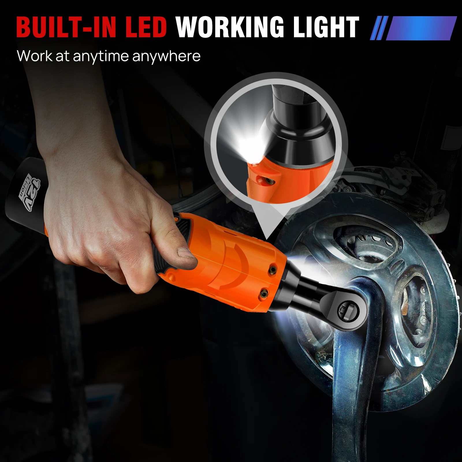 مجموعة مفاتيح ربط سقاطة كهربائية لاسلكية ، طاقة ، سائق سقاطة مع 7 مقابس ، بطاريتين ليثيوم أيون ، مفتاح إلى الأمام والعكس ، "، 12 فولت