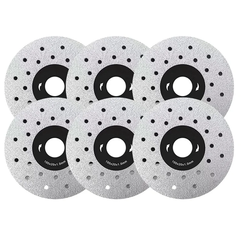 ABRE-Diamond Chamfered Saw Blades For Cutting And Grinding Tile Marble, Reshline Rock Slab Flat Grinding Cutting Piece,6Pack