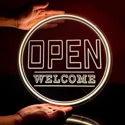 Open Welcome Neon Signs LED Neon Light Sign Light Up Neon Signs for Business Door Window Coffee Bar Shop Window Décor