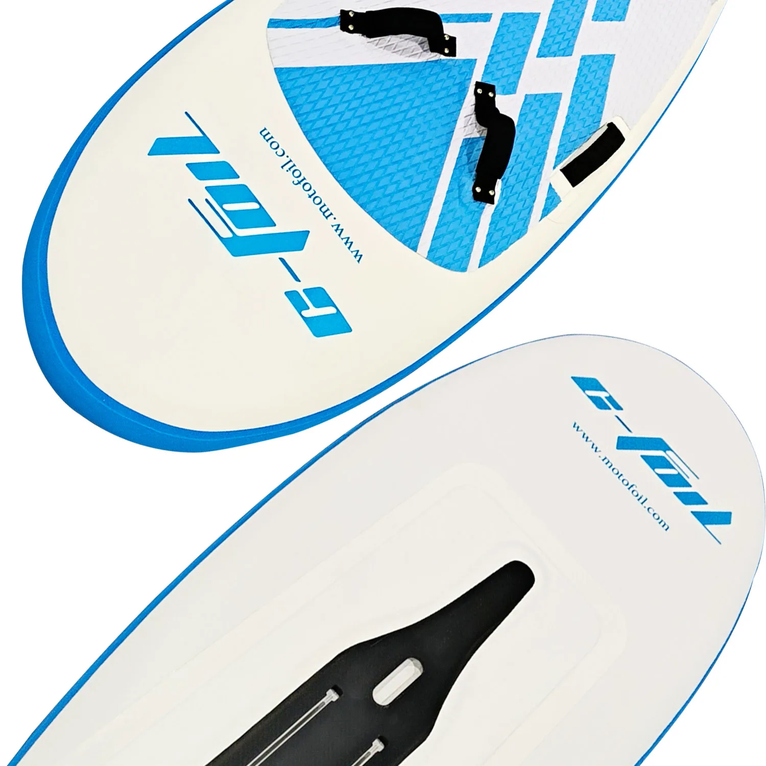 Blue and white reinforced PVC brushed inflatable surfboard 110L 140L carbon hydrofoil board suitable for water kitesurfing