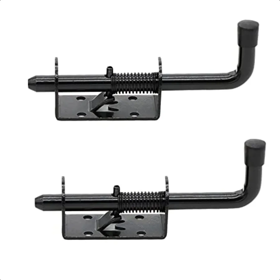 5 Inch Spring Loaded Latch Bolt Heavy Duty Spring Loaded Latch Pin Door Lock 1 2" Pin Shed 2 Black