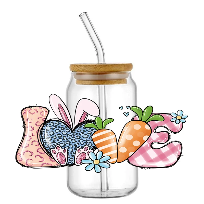 Radish Rabbit UV DTF Transfer Sticker Sunflower Butterfly Waterproof sticker DIY Bottle Sticker Adhesive Stickerr