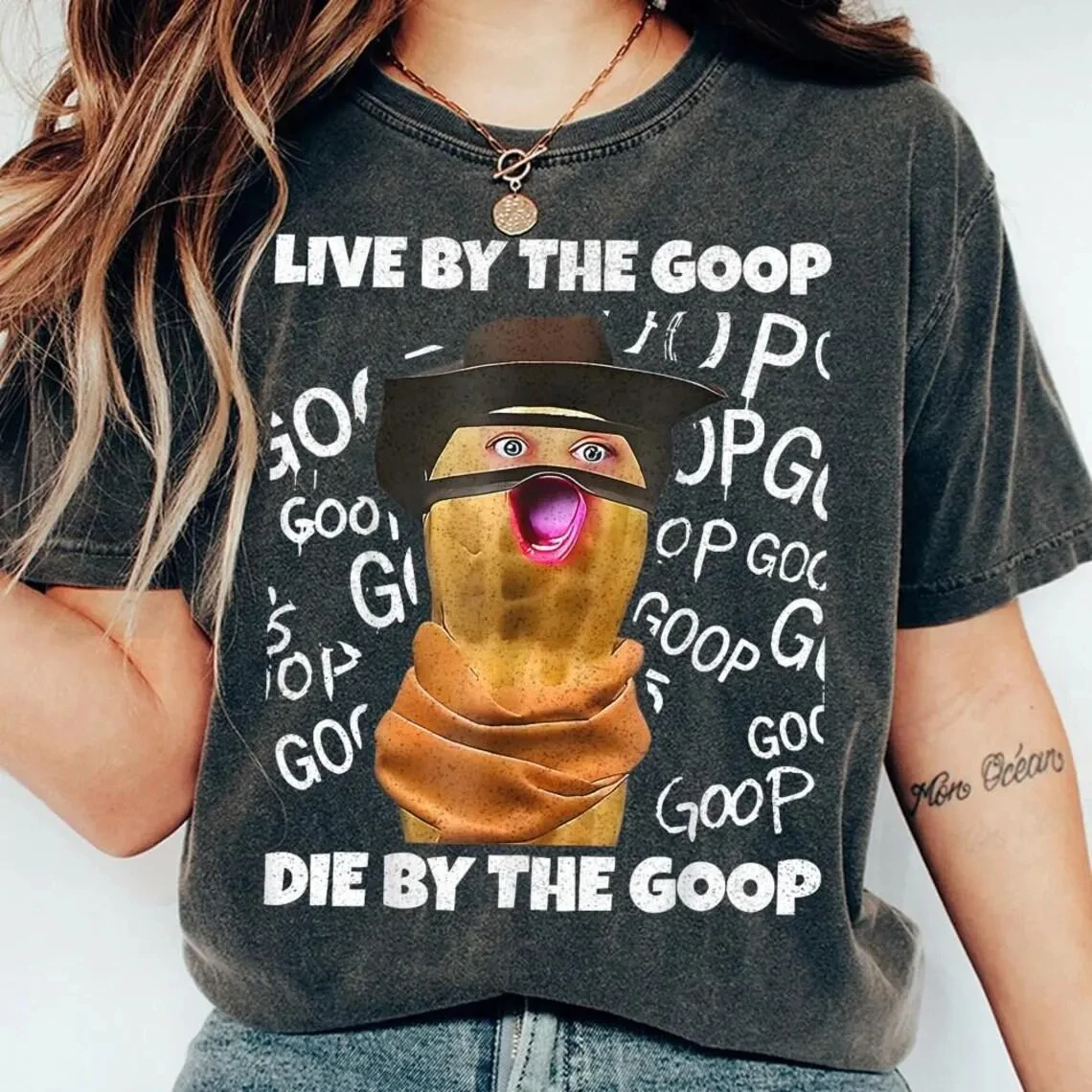 2026 Summer Women's Vintage Funny Burnt Peanut GOOP T-Shirt Unisex Cotton and Breathable Short Sleeve Oversized Loose Casual