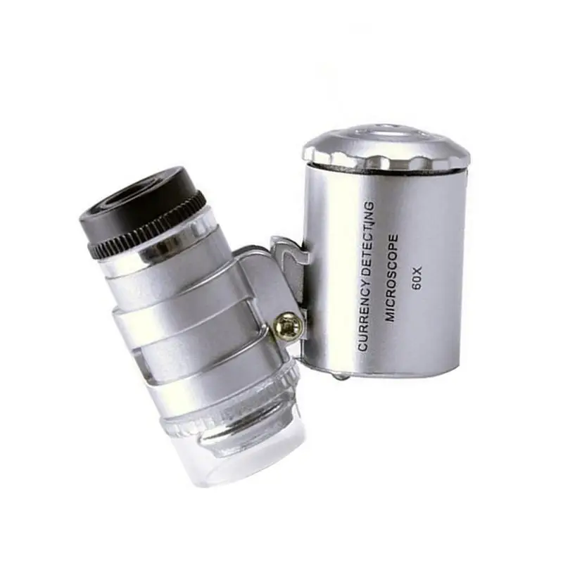 Imagem -06 - Microscópio Iluminado Portátil Lupa de Joalheiro Portátil com Luz Led Mini Lupa de Bolso para Casa e Escritório 60x