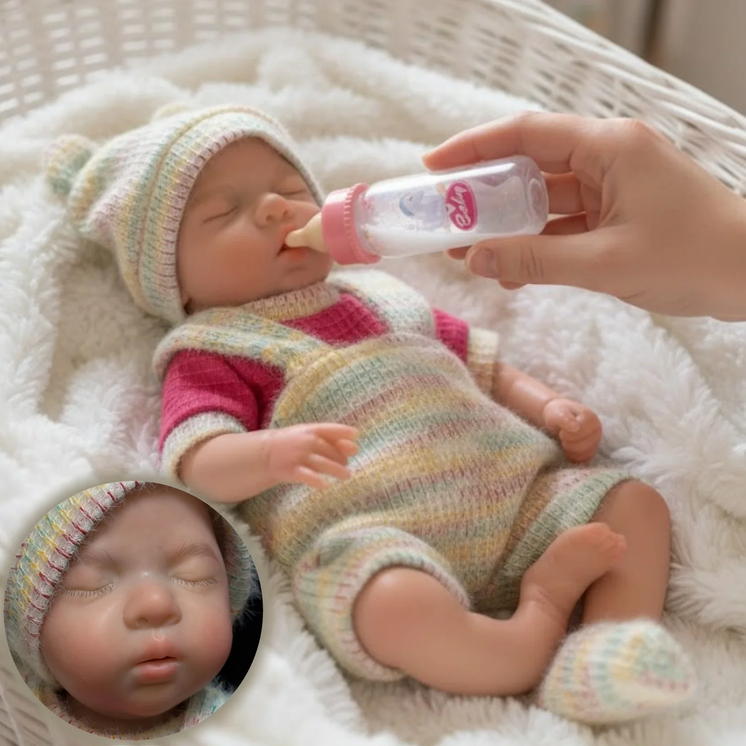 

AnjoDoll Reborn Doll 13Inch Open Mouth Silicone Luna Girl with Two Sets of Clothes Newborn Dolls reborn de silicone real cuerpo