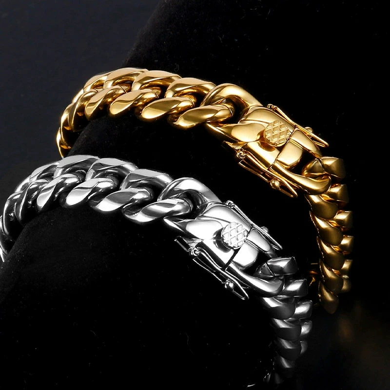 

New Trendy Cuban Chain Men Bracelet Classic Stainless Steel Chain Wristband Chain Bracelet For Men Women Punk Jewelry Gift