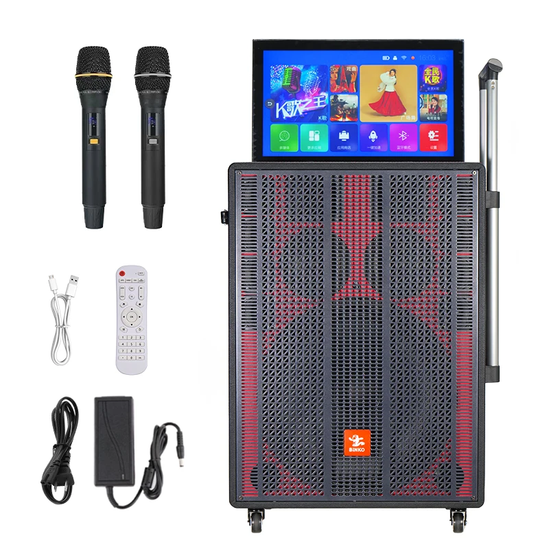 

Outdoor Karaoke Speaker With Touch Screen 20H Battery Life Smart Speaker For Outside Party & Home-use Party Speaker