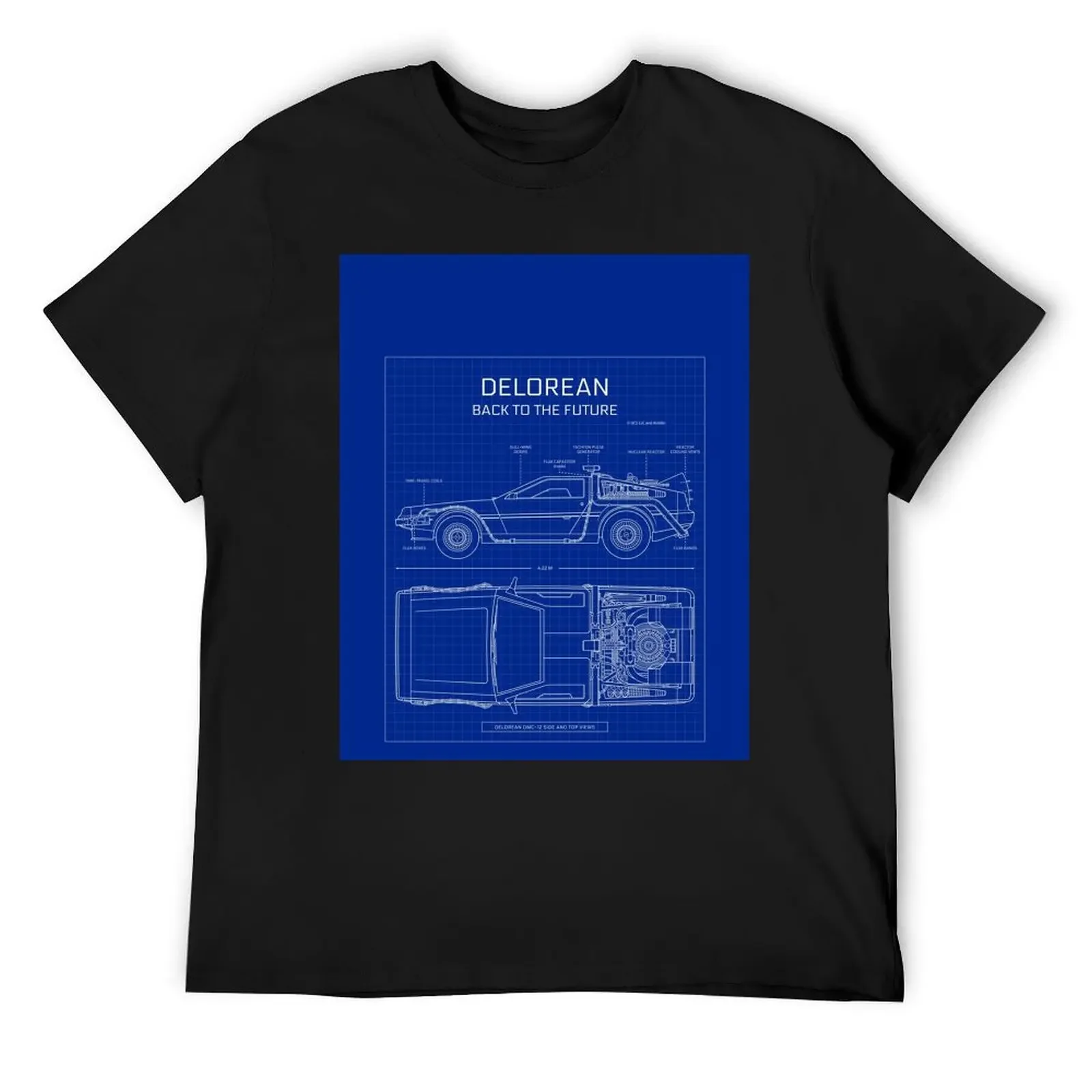 DeLorean Time Machine - Back To The Future (Blueprint) T-Shirt oversizeds rapper graphic tees tops men workout shirt