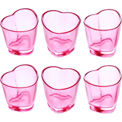 6PCS Heart-Shaped Plastic Glasses set/Pink Plastic Cup is Not Fragile/Valentine's Day Party Decor Supplies/Soju Shot Glasses