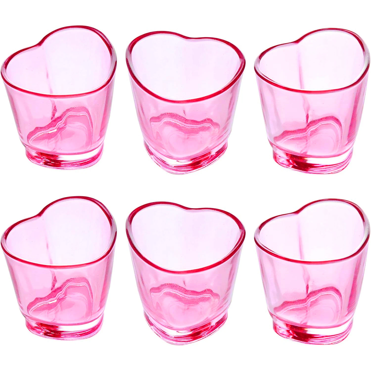 6PCS Heart-Shaped Plastic Glasses set/Pink Plastic Cup is Not Fragile/Valentine's Day Party Decor Supplies/Soju Shot Glasses