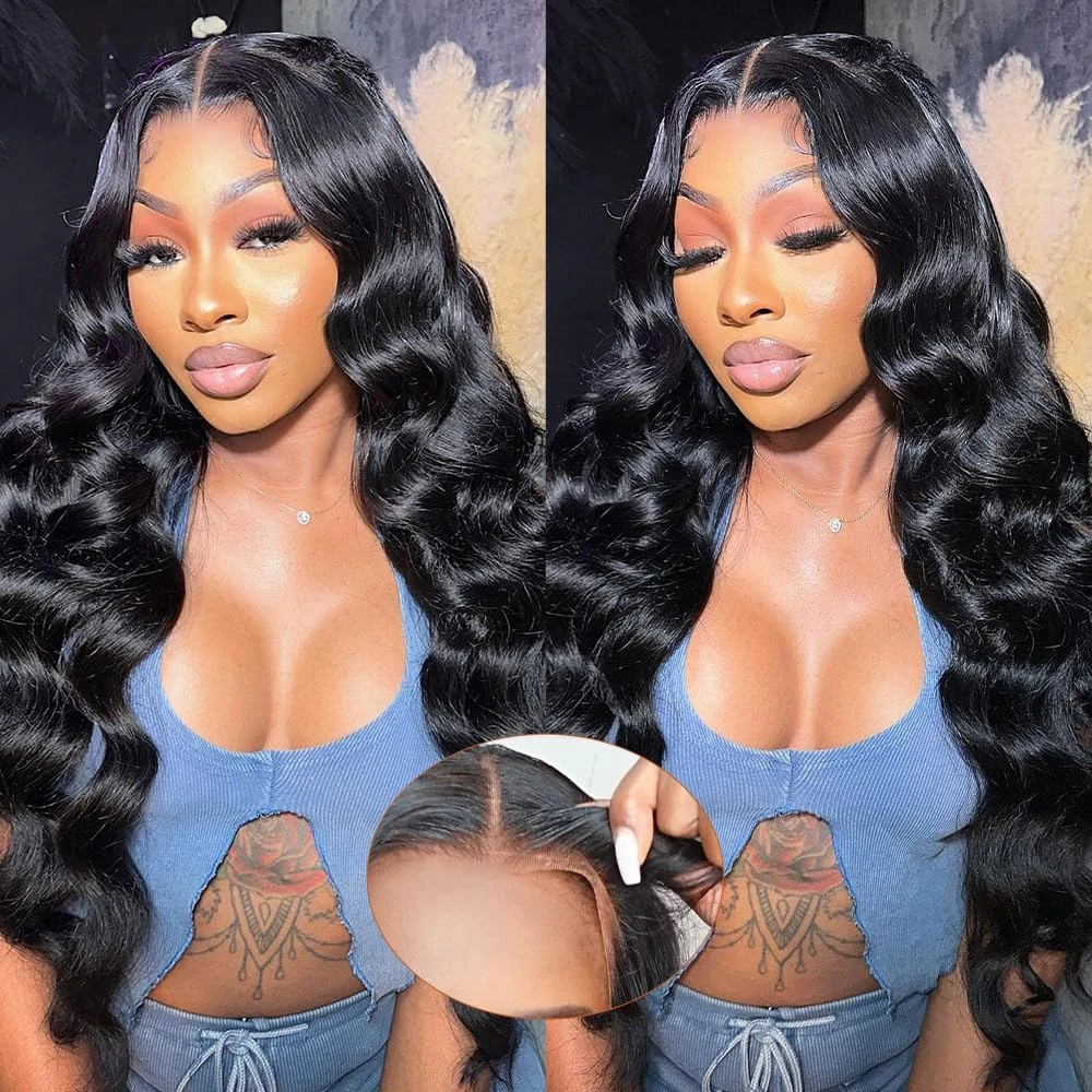 9x6 Glueless Wig Human Hair Pre Plucked Pre Cut Body Wave HD Closure Wig Human Hair Pre Bleached Knots With Baby Hair 250 Densit image 6