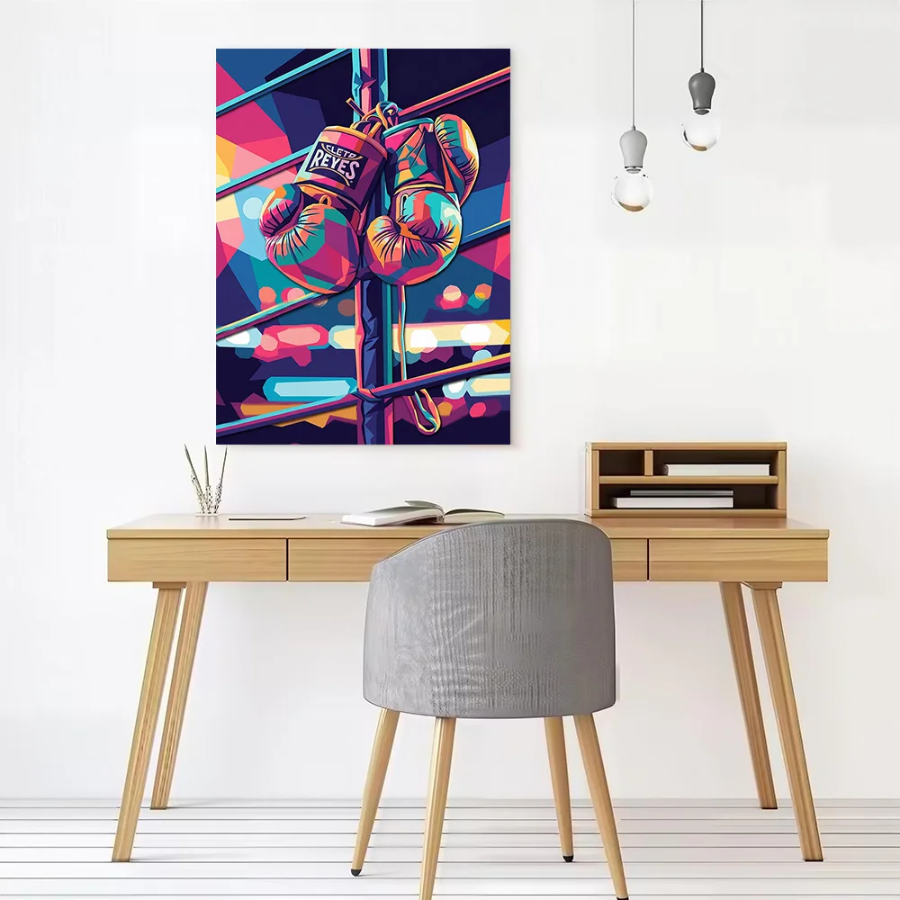 Boxing Gloves in a Ring Poster Canvas Wall Art Custom Photo Print Modern Painting for Fans Bedroom Home Decor Ornaments Mural