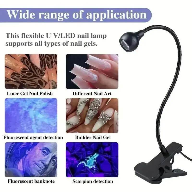 Nail Lamp LED Portable Nail Dryer With Clip Dryer Lamps NailsLamp For Gel Polish Professional Nails Art Tools Home Salon Manicur