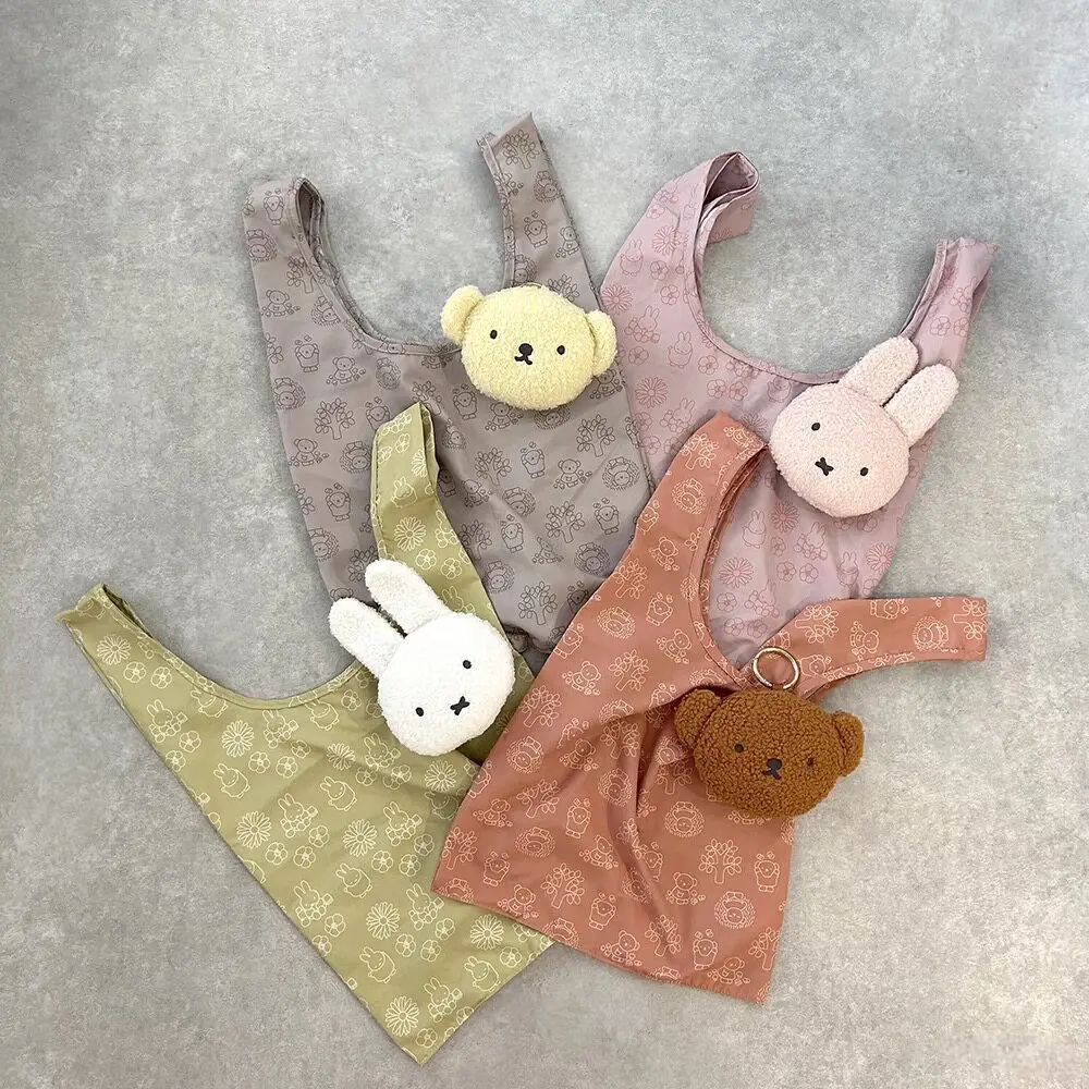 Bolsa de Compras Dobrável de Grande Capacidade Miffy Kawaii, Bolsa Ecológica Boris, Bolsa de Armazenamento, Bolsa de Ombro de Desenho Animado, Bolsa de Mão, Presente Fofo, Brinquedo