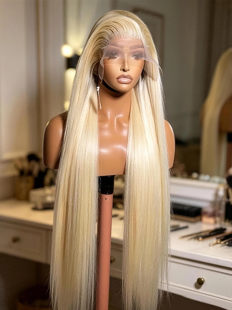 40 inch Bone Straight 613 Honey Blonde Wigs 13x6 HD Lace Front Transparent Closure Pre-Plucked Human Hair Wear and Go for Women Ships from US Warehouse