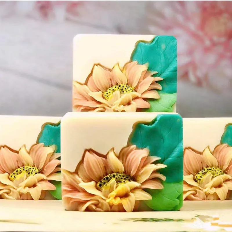 Beautiful Sunflower Soap Mold Handmade Silicone Sunflower Soap Molds Scented Candle Epoxy Resin Mould Cake Art Crafts Moulds