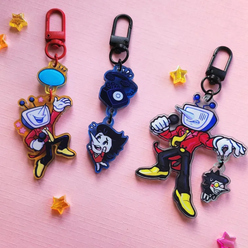 Deltarune Inspired Tenna and Spamton Linked Acrylic Keychains Cute cartoon game Character pendant