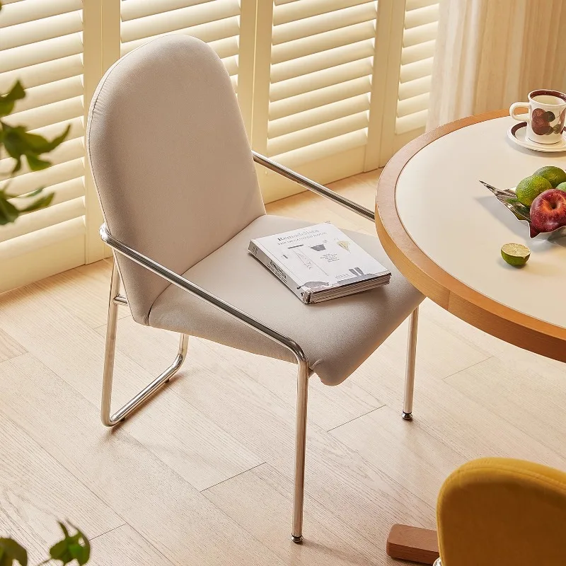 Home Dining Chair Nordic Simple Modern Stainless Steel Backrest Soft Chair Ins Style Minimalist Cafe Restaurant Stool