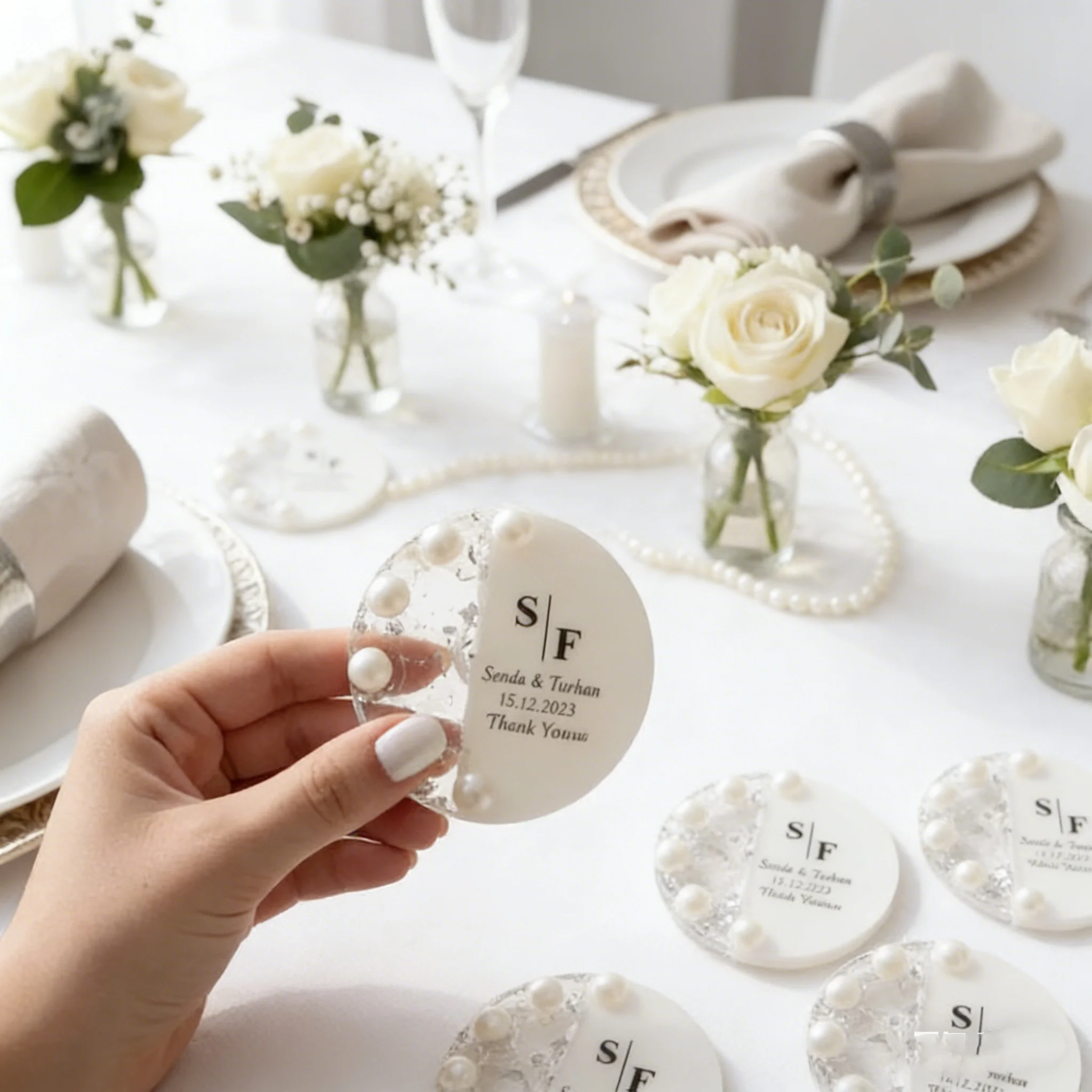 Custom Wedding Epoxy Magnets | Baptism Party Favors | Quinceañera & Save The Date Magnet Bulk