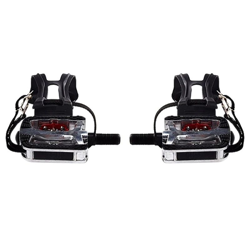 SPD Pedals for Spin Bike with Toe Cages for Shimano Clip Pedals Indoor Exercise Cycling Platform Pedals 9/16 inch