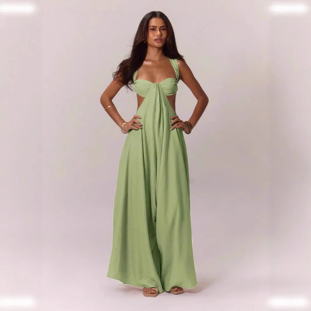 Trendy Belted Strap Jumpsuit Casual Autumn Thin Material Long Pants Medium Waist for Women Africa Clothing