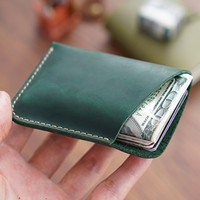 Vintage Leather Credit Card Holder Slim Wallet Leather Minimalist Pocket Wallet Business Card Case for Women Men