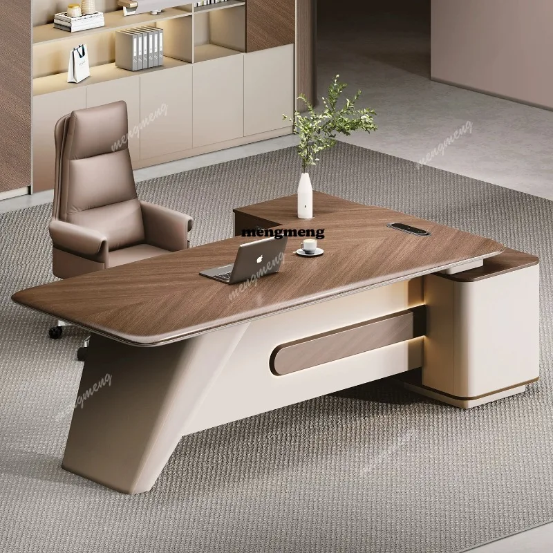 

Boss desk and chairs are simple and modern high-end large desk president computer desk single with side table
