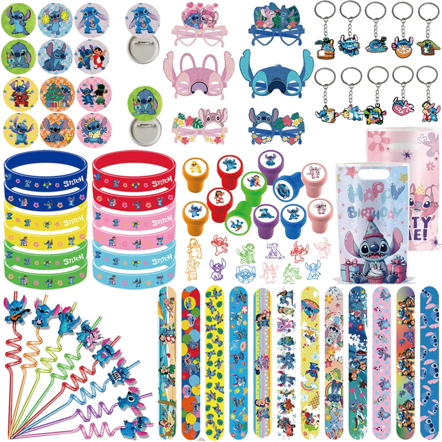 

Lilo Stitch Party Favors Slap Bracelets Stickers Drinking Straws Keychains Christmas Stocking Fillers Stitch Party Decorations