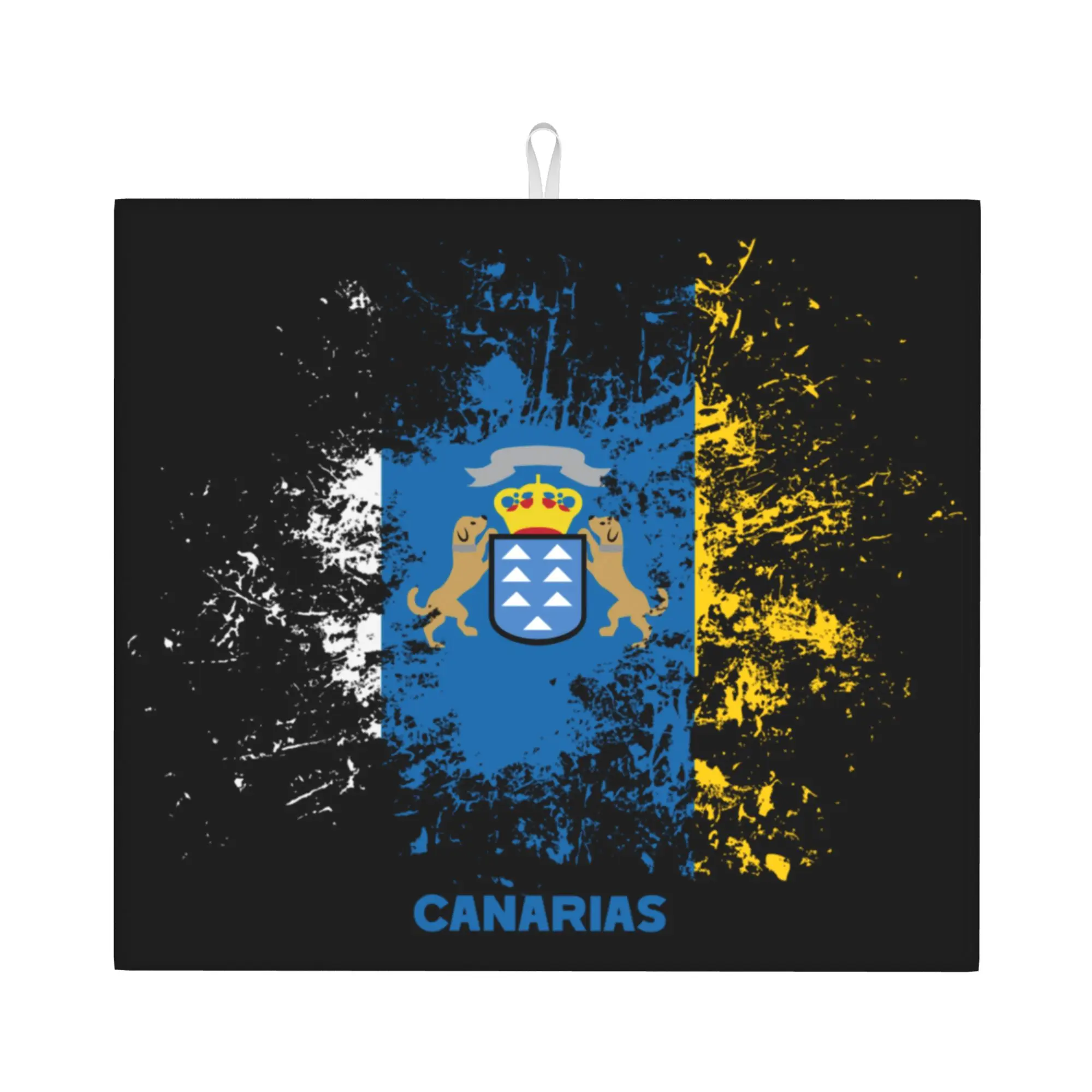 Canary Island Flag Non Slip Kitchen Counter Protector Mat Barware Tableware Flag Of Spain Bathroom Drying Mat For Kitchen