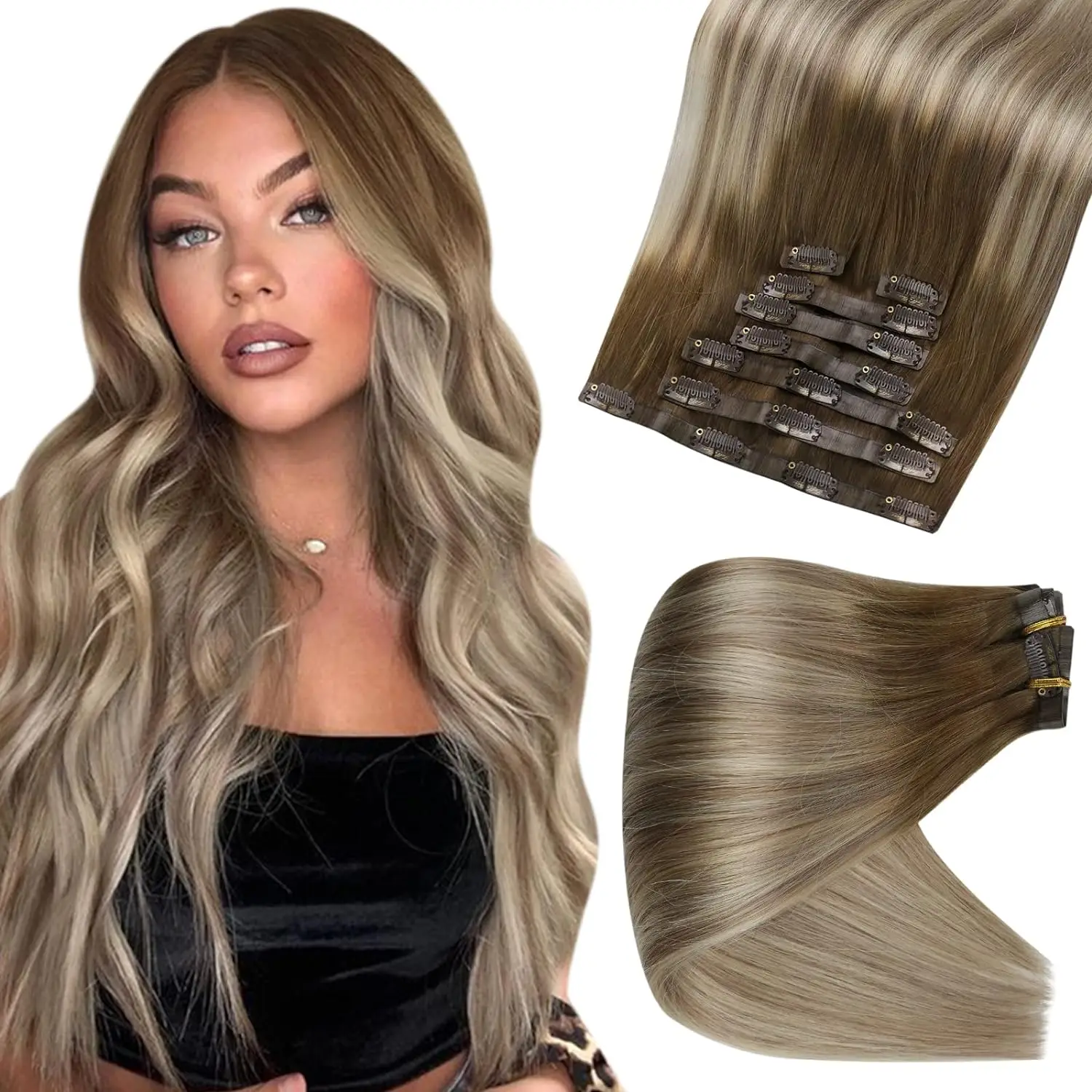 full-shine-clip-in-hair-extensions-human-hair-seamless-remy-hair-120g-pu-invisible-clip-in-human-hair-extensions-balayage-color