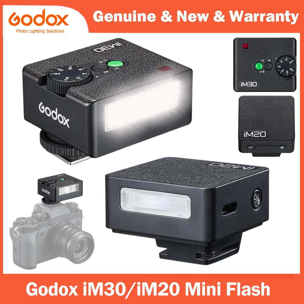 Godox iM30 iM20 Mini Camera Flash for Canon Fuji f1-230 Sony zv1 zve10 Ricoh gr3 Nikon Panasonic Olympus Pentax Most SLR Cameras