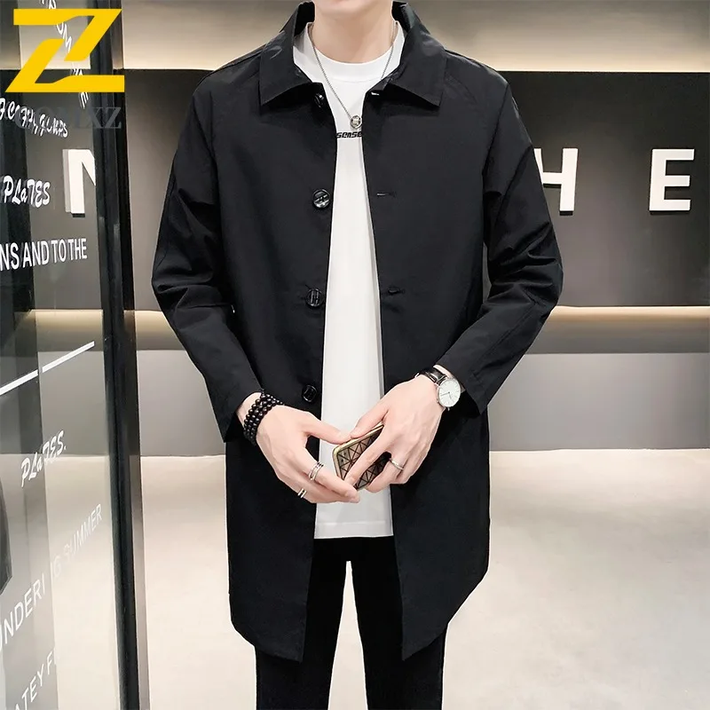 COMXZ New Men Business Trench Coat Autumn Winter Light Business Casual Coat Middle Aged Premium Short Style Suit Garment