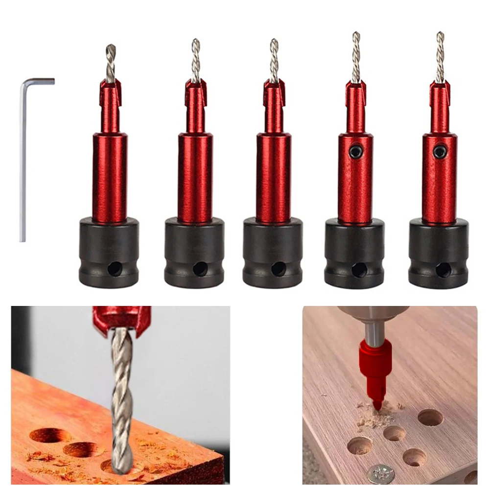 

Countersink Drill Bit Woodworking Drill Bits With 3/8in Square Drive Adapter Exceptional Cutting Power