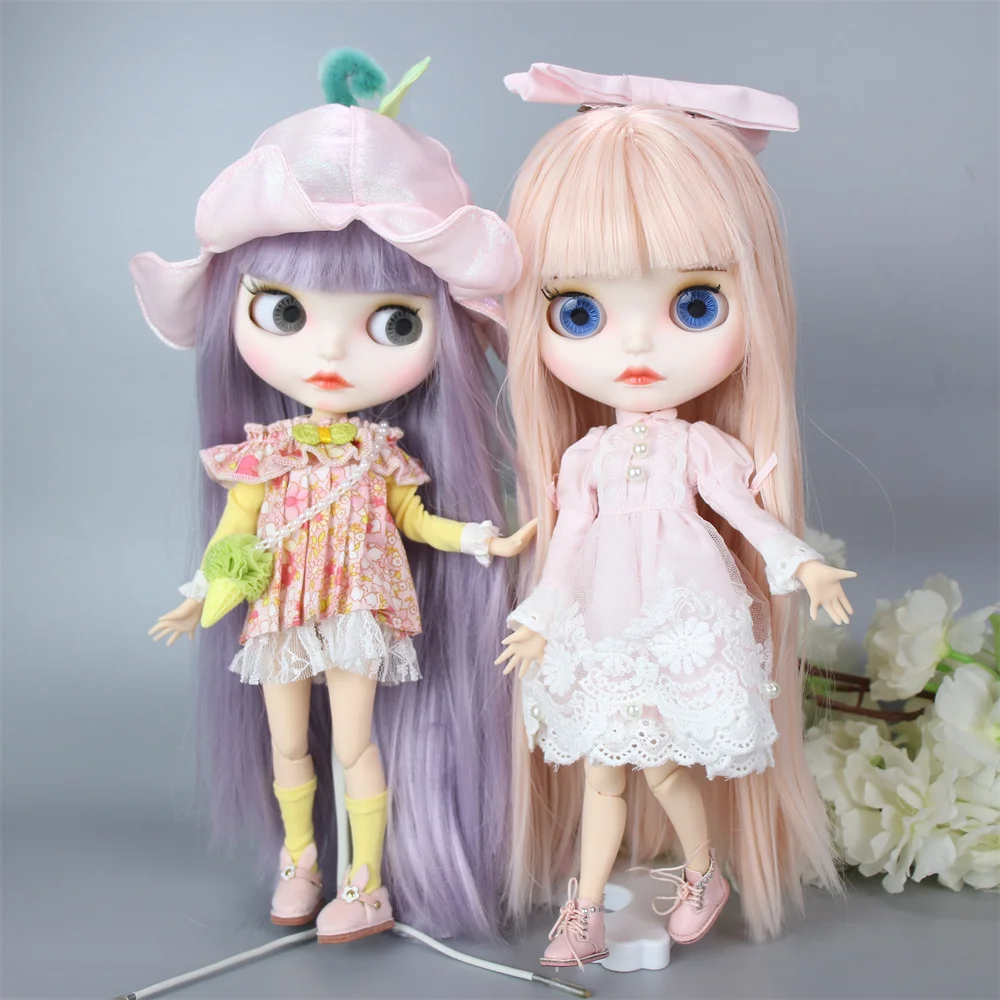 ICY DBS Blyth doll white skin joint body long colorful hair matte face nude doll & set doll dress up game gift fot girl